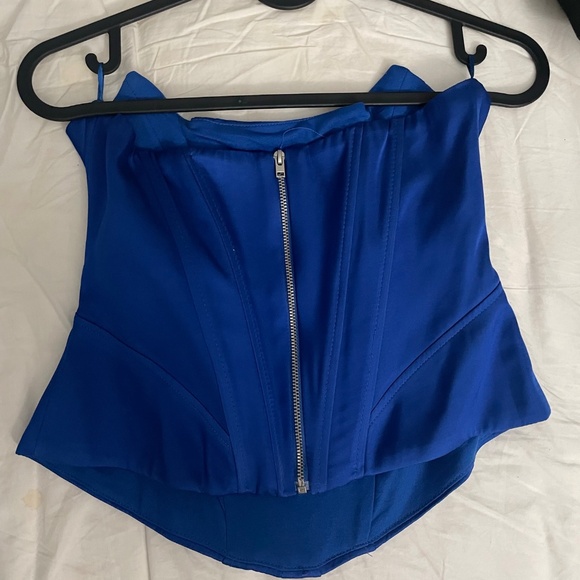zara cobalt blue satin corset - Picture 3 of 4